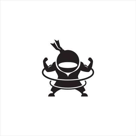 modern black body scan treatment ninja playful and fun illustration for healthcare logo design template inspirationのイラスト素材