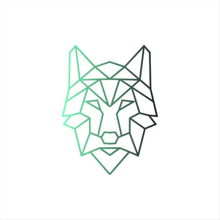 modern line art wolf head logo. triangle shape animal vector icon graphic design template ideaのイラスト素材