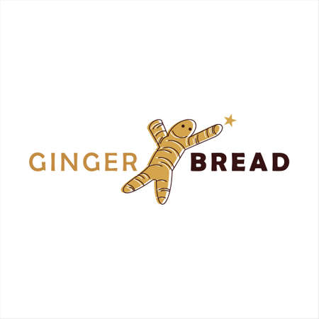 gingerbread logo design pastry and bakery vector food party holidays template ideaのイラスト素材