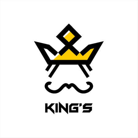 Crown Logo abstract design vector template. Geometric black king face authority icon ideaのイラスト素材