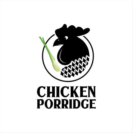 Chicken porridge logo design vector template. food and drink vegetarian cafe label inspirationのイラスト素材