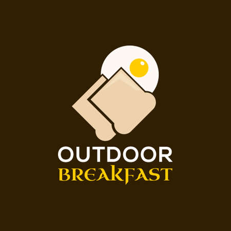 Simple Breakfast Vector Illustration Eggs and Toast Bread. Hiking or Camping Meal Menu Inspirationのイラスト素材