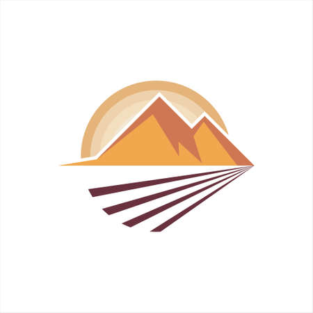 Mountain Vector Natural Color Cartoon Illustration, Valley Logo, Nature Design Element Template Inspirationのイラスト素材