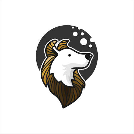 cartoon dog head illustration of animal pets graphic design for print or sticker template ideaのイラスト素材