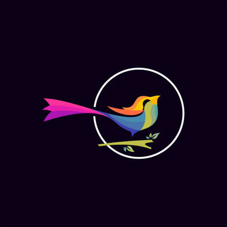 cartoon bird long tail with full color digital graphic design animal print art or sticker template ideaのイラスト素材