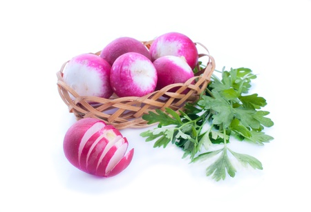 fresh vegetable salad in a plate over white