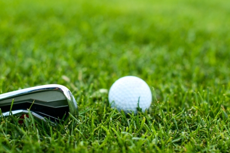 Illustration of a golf ball on a green meadowの写真素材