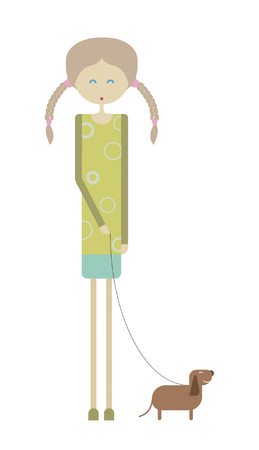 girl with dogのイラスト素材