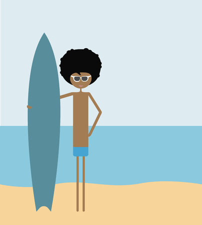 Man with surfのイラスト素材