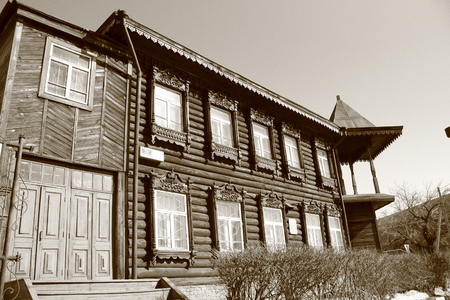 Old wooden house. Siberia. Barnaulのeditorial素材