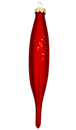 New Year's dressing a matte red icicle on the white glossy isolated backgroundの写真素材