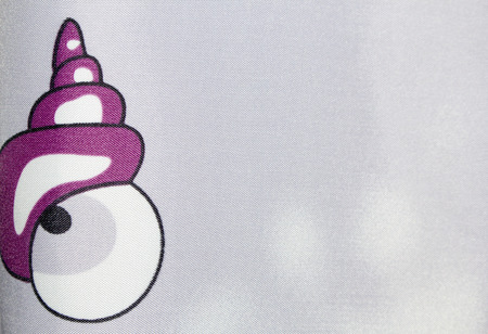Lilac fabric with abstract drawing of a bowl of a snailの写真素材