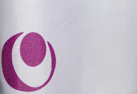 Lilac sateen fabric with abstract drawingの写真素材