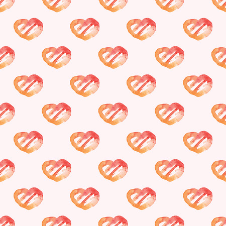 Watercolor seamless hearts pattern. Vector hand-drawn background