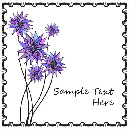 abstract flower card template.  vector hand-drawn illustrationのイラスト素材