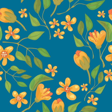 Abstract flowers seamless pattern. Colorful vector background.のイラスト素材