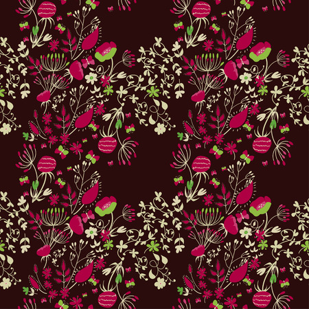 Abstract flowers seamless pattern. Colorful vector background.のイラスト素材