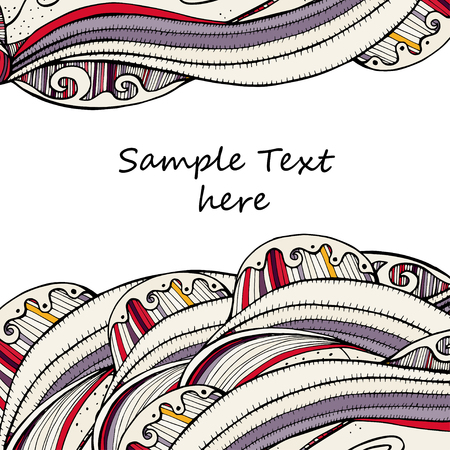 Vector colorful template for greetings cards. Ethnic retro design with floral elements. Hand drawn backgroundのイラスト素材