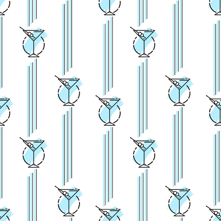 Vector seamless pattern with glass stemware. colorful backdrop stylized simple line art. the geometric backdrop for textile, wrapping paper, and other decorationsのイラスト素材