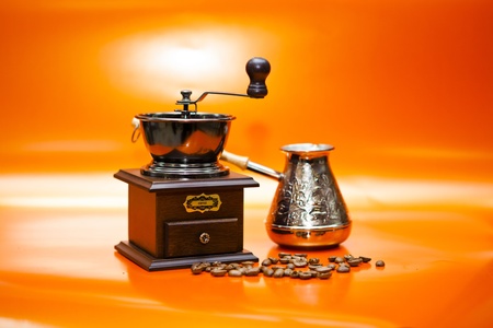 Composition with coffee grainsの写真素材