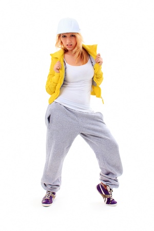 Hip Hop Girl isolated on white backgroundの写真素材
