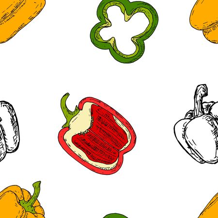 Seamless pattern of bell peppers.のイラスト素材