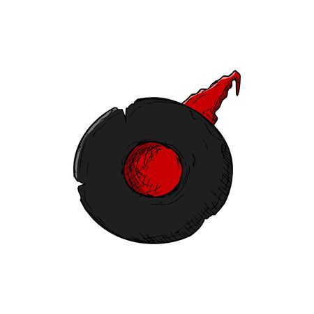 Witch hat. Isolated object on white. Vector cartoon illustration. Hand-drawn style.のイラスト素材