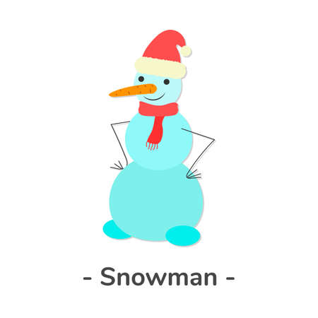Snowman. Vector cartoon illustration. Isolated object on white. Flat design.のイラスト素材