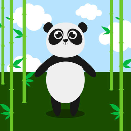 Happy panda. Vector cartoon illustration. Isolated on white. Cute character in flat style.のイラスト素材
