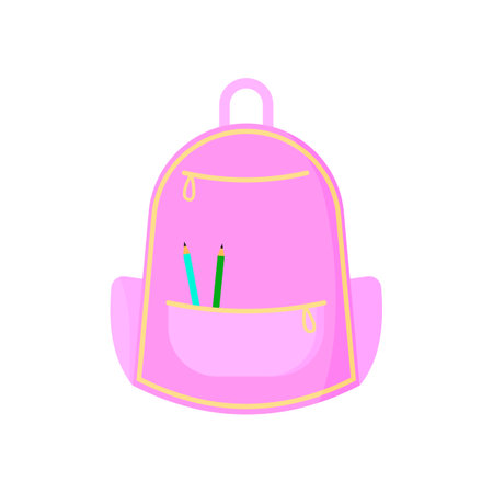 Shool backpack. Vector cartoon illustration. Isolated object on white. Flat design.のイラスト素材