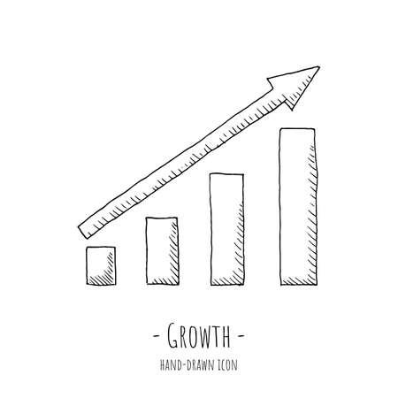 Growth icon. Vector illustration. Isolated on white. Hand-drawn style.のイラスト素材