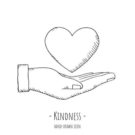 Kindness icon. Vector illustration. Isolated on white. Hand-drawn style.のイラスト素材