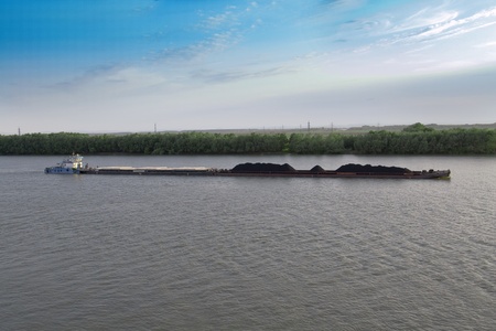 coal of barge on Mississippi