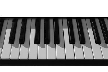 close-up of piano keys monochromeの写真素材