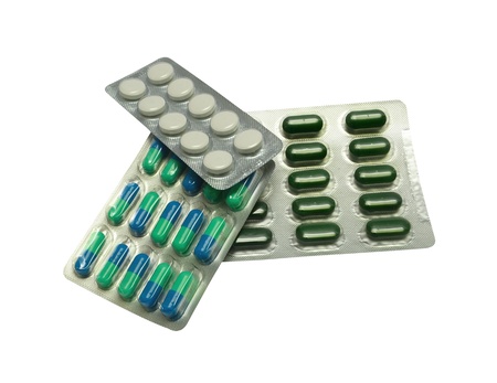 medetsinskie pills on white backgroundの写真素材