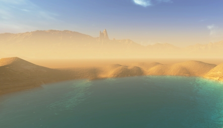 beautiful lake in the desertの写真素材