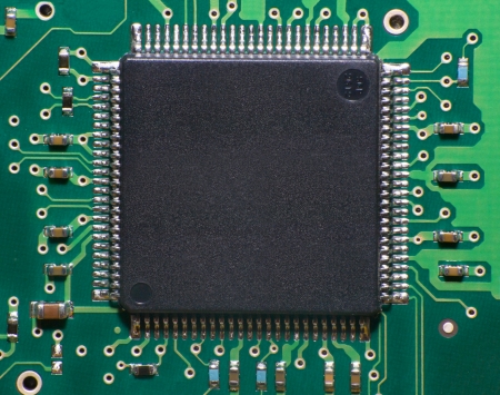 Macro view of processor microchip