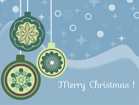 Christmas balls in vintage style on a blue backgroundのイラスト素材