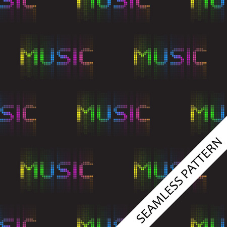 seamless pattern with the word music with glowing effectsのイラスト素材