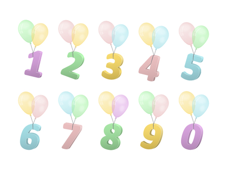 set of volume numbers on balloonsのイラスト素材