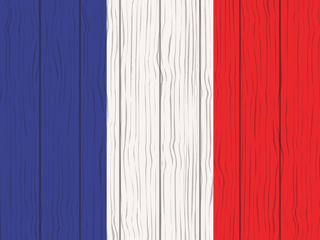 flag of France painted on a wooden wallのイラスト素材