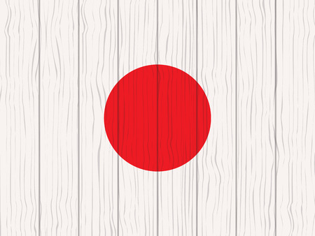 flag of Japan painted on a wooden wallのイラスト素材