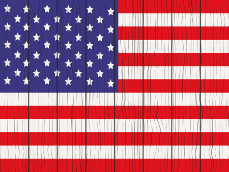 flag of USA painted on a wooden wallのイラスト素材
