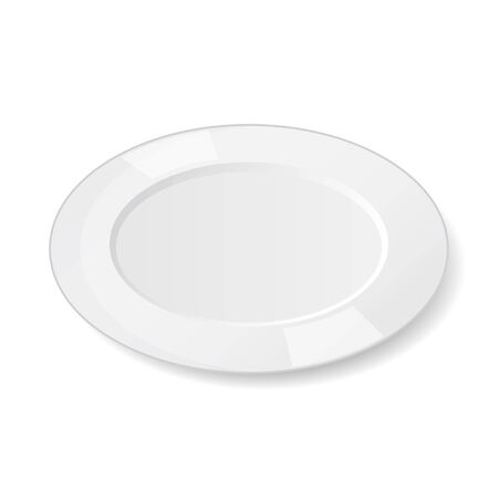 empty porcelain plate on white background. Cartoon style. Vector illustration. Isolated on white. Object for packaging, advertisements, menu.のイラスト素材