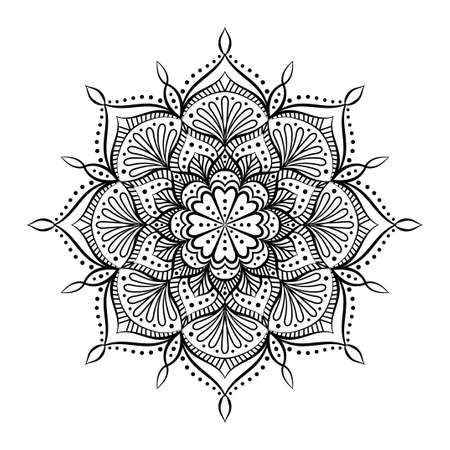Monochrome mandala. vector illustration. isolated on white.のイラスト素材