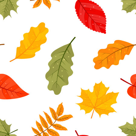 seamless pattern from autumn leaves. endless texture. vector illustration. cartoon style.のイラスト素材