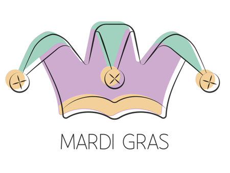 Mardi Gras hat. carnival symbol. Color vector illustration.のイラスト素材