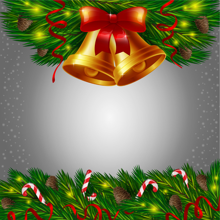 Christmas bells and candy canesのイラスト素材