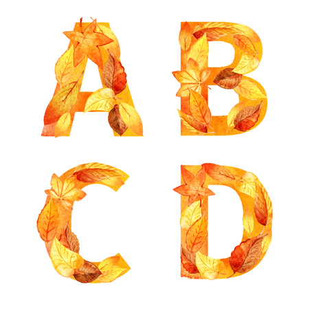 font of autumn leaves. watercolor.のイラスト素材