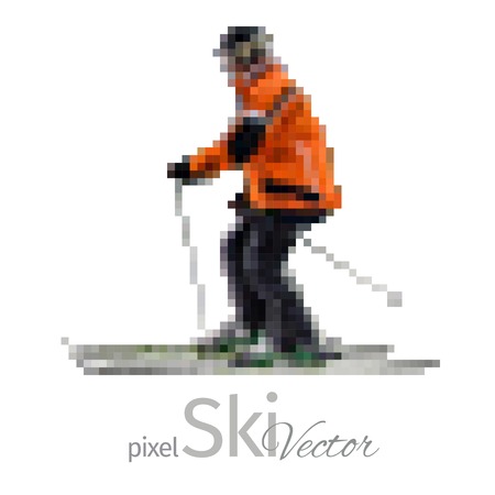 Pixel skier. The ski seasonのイラスト素材